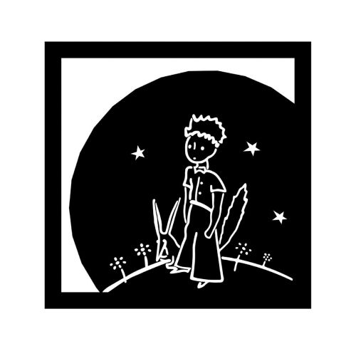 EPIKASA Metal Wall Decoration The little Prince 3 - Black 61x1,5x61 cm