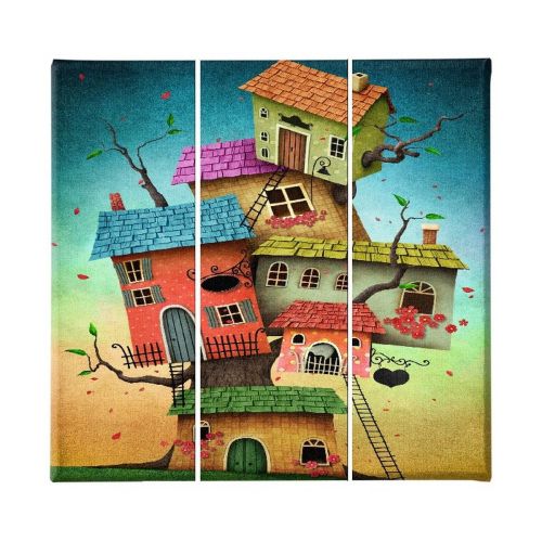 EPIKASA Canvas Print Tree House for Children - Multicolor 23x3x50 cm (3 Pcs)