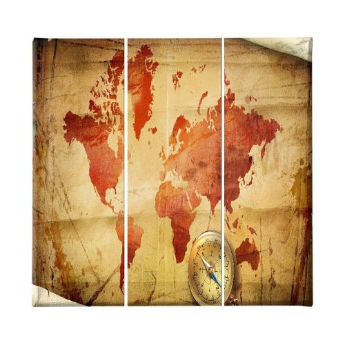 EPIKASA Stampa su Tela Mappa Mondo 3 - Giallo 23x3x50 cm (3 z)