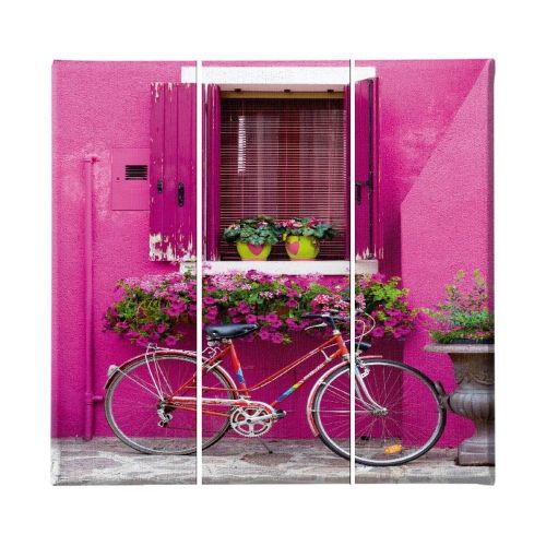 Epikasa Stampa su Tela Bicicletta e Finestra - Fucsia 23x3x50 cm (3 z)