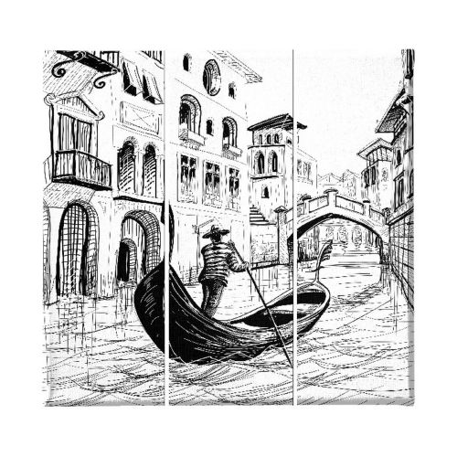 EPIKASA Stampa su Tela Venezia - Nero 23x3x50 cm (3 z)