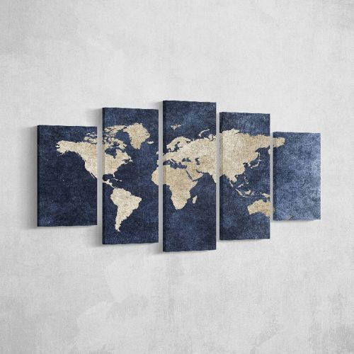 Epikasa Canvas Print World Map 4 - Multicolor 20x3x40 cm (2 Pcs), 20x3x50 cm (2 Pcs), 20x3x60 cm (1Pcs)