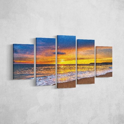 Epikasa Stampa su Tela Tramonto Sul Mare - Arancione 20x3x40 cm (2 pcs), 20x3x50 cm (2 pcs),  20x3x60 cm (1 pcs)