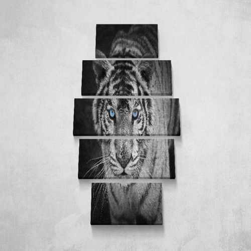 Epikasa Canvas Print Tiger - Black 40x3x20 cm (2 Pcs), 50x3x20 cm (2 Pcs), 60x3x20 cm (1 Pcs)