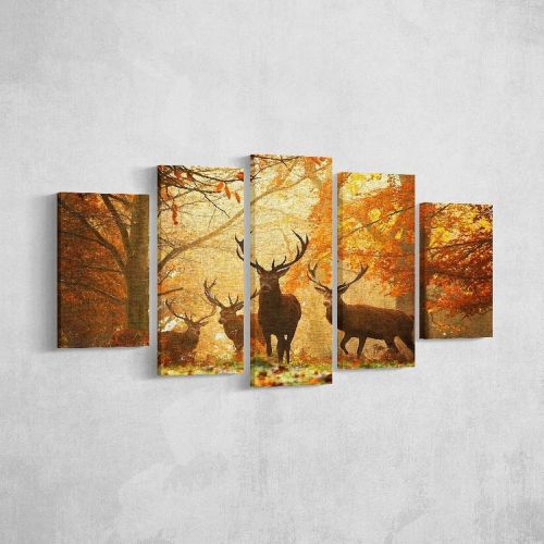 Epikasa Canvas Print Deer 1 - Orange 20x3x40 cm (2 pcs), 20x3x50 cm (2 pcs),  20x3x60 cm (1 pcs)