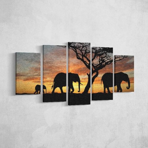 EPIKASA Stampa su Tela Elefante - Arancione 20x3x40 cm (2 pcs), 20x3x50 cm (2 pcs),  20x3x60 cm (1 pcs)