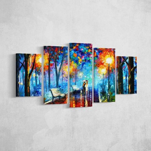 Epikasa Canvas Print Under the Rain 4 - Blue 20x3x40 cm (2 pcs), 20x3x50 cm (2 pcs),  20x3x60 cm (1 pcs)