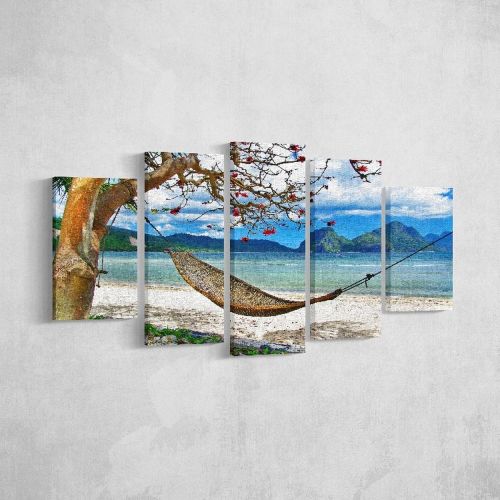 Epikasa Canvas Print Sea 4 - Light Blue 20x3x40 cm (2 pcs), 20x3x50 cm (2 pcs),  20x3x60 cm (1 pcs)