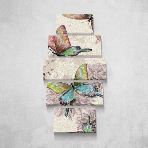 Epikasa Canvas Print Butterfly - Multicolor 40x3x20 cm (2 Pcs), 50x3x20 cm (2 Pcs), 60x3x20 cm (1 Pcs)