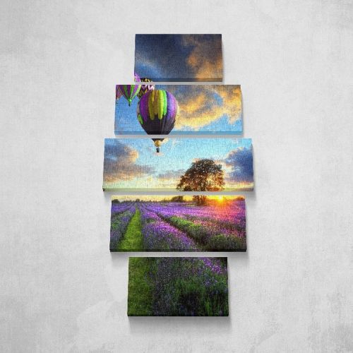 EPIKASA Canvas Print Hot Air Balloon - Multicolor 40x3x20 cm (2 Pcs), 50x3x20 cm (2 Pcs), 60x3x20 cm (1 Pcs)