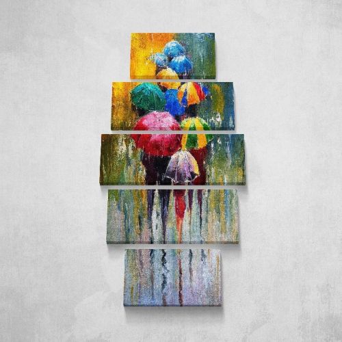 Epikasa Canvas Print Under the Rain - Multicolor 20x3x40 cm (2 Pcs), 20x3x50 cm (2 Pcs), 20x3x60 cm (1Pcs)