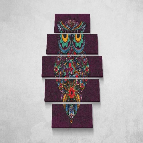 Epikasa Canvas Print Owl - Multicolor 40x3x20 cm (2 Pcs), 50x3x20 cm (2 Pcs), 60x3x20 cm (1 Pcs)