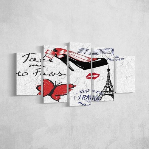 EPIKASA Canvas Print Paris 3 - Red 20x3x40 cm (2 pcs), 20x3x50 cm (2 pcs),  20x3x60 cm (1 pcs)