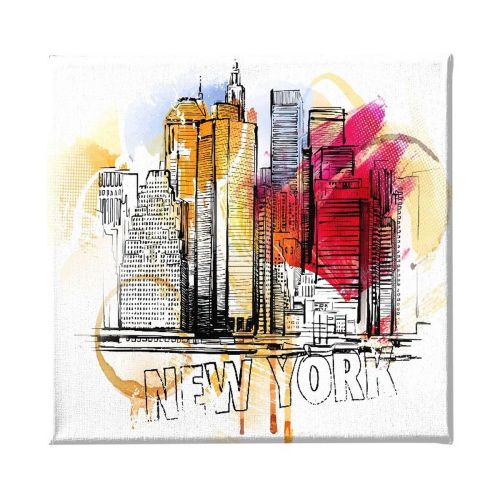 Epikasa Stampa su Tela New York 4 - Multicolore 60x3x60 cm