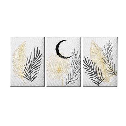 EPIKASA Canvas Print Leaves 1 - Yellow 40x3x60 cm (3Pcs)