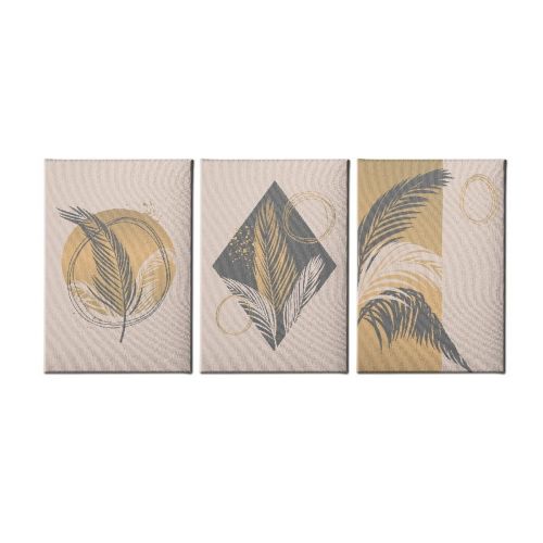 EPIKASA Canvas Print Leaves 2 - Beige 40x3x60 cm (3Pcs)