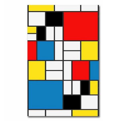 Epikasa Stampa su Tela Mondrian Composizione - Multicolore 50x3x70 cm