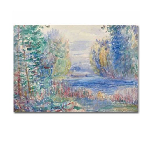 Epikasa Stampa su Tela Renoir Paesaggio Fluviale - Multicolore 70x3x50 cm