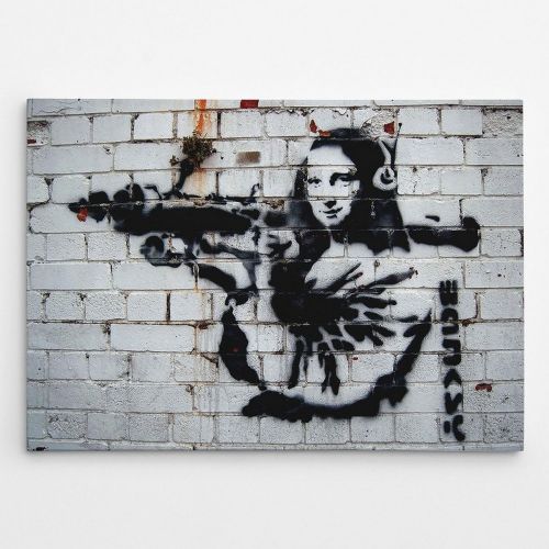 Epikasa Stampa su Tela Banksy Monna Lisa - Grigio 100x3x70 cm