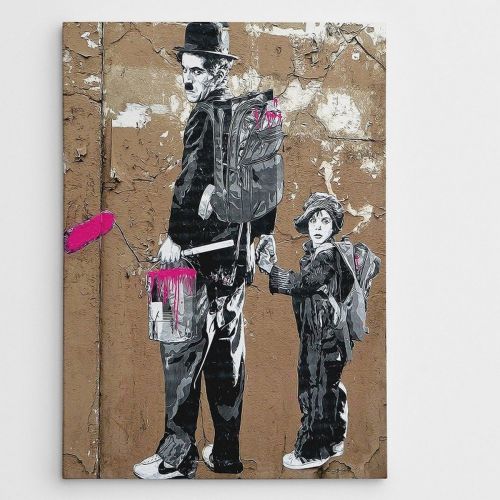 EPIKASA Stampa su Tela Banksy Charlie Chaplin - Nero 70x3x100 cm