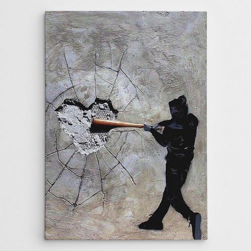 Epikasa Stampa su Tela Banksy Cuore Palpitante - Nero 70x3x100 cm