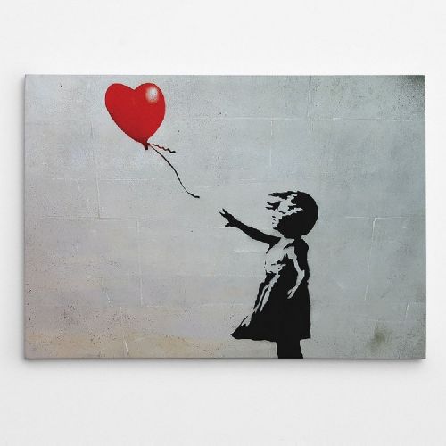 EPIKASA Stampa su Tela Banksy Bambina Con Palloncini - Rosso 100x3x70 cm