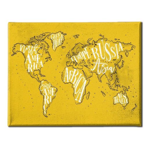 EPIKASA Stampa su Tela Mappa Mondo 9 - Giallo 100x3x70 cm