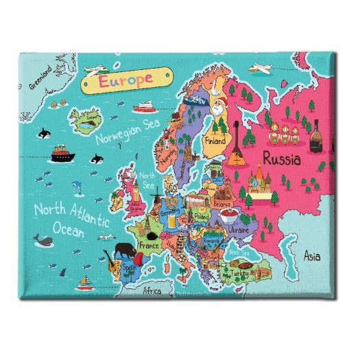 EPIKASA Stampa su Tela Mappa Mondo 14 - Multicolore 100x3x70 cm