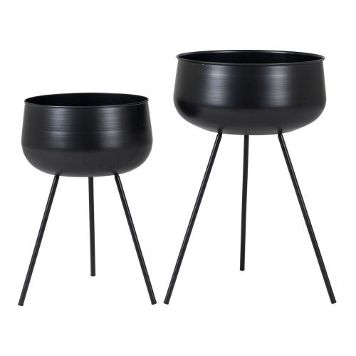 Epikasa 2 pcs Plant Pots Set Ardola - Black 28x28x46 cm - 34x34x56 cm