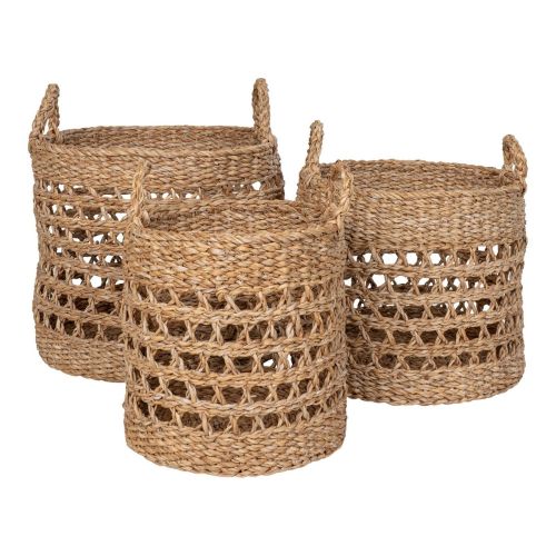 EPIKASA 3 pcs Storage Baskets Set Balok - Brown 28x28x25 cm -326x32x27 cm -36x36x30 cm