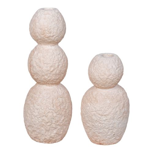 Epikasa 2 pcs Decorative Vases Set Candle - Beige 10x10x16 cm - 10,5x10,5x26 cm