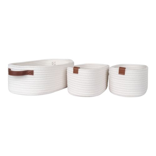 Epikasa 3 pcs Storage Baskets Set Jarana - White 16x22x11 cm - 16x22x11 cm  - 25x35x13 cm