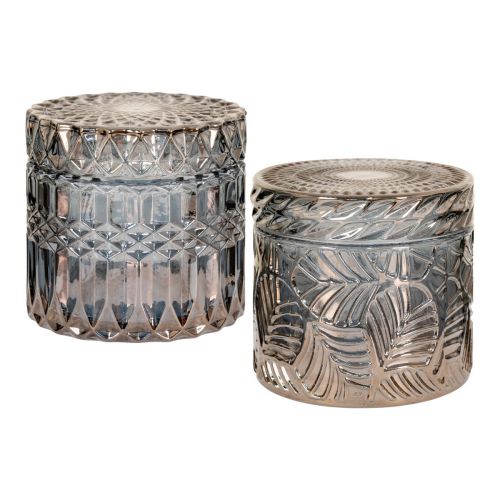 Epikasa Set 2 Vasi Decorativi Jars - Blu 9x9x8,5 cm - 9x9x8,5 cm