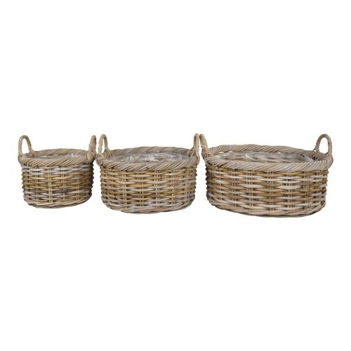 Epikasa Set 3 Cesti Portaoggetti Kuta - Marrone 30x30x27 cm - 40x40x28 cm - 50x50x28 cm