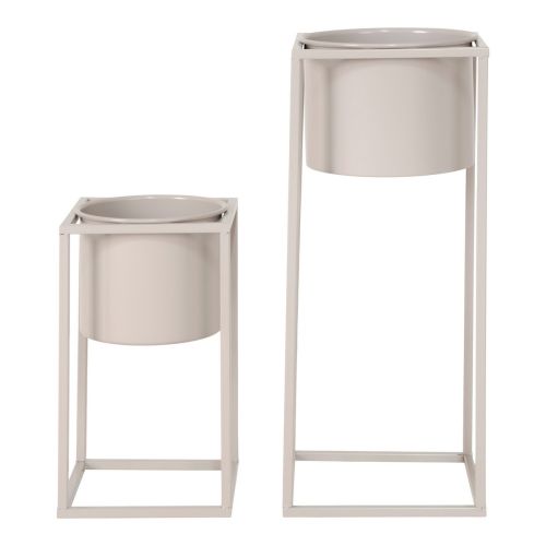 Epikasa 2 pcs Plant Pots Set Marla - Beige 17x17x31 cm - 19,5x19,5x50,5 cm