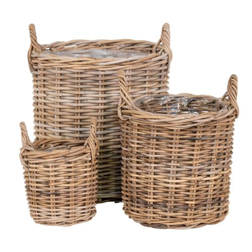 Epikasa Set 3 Cesti Portaoggetti Sema - Marrone 41x41x49 cm - 30x30x38 cm - 19x19x25 cm