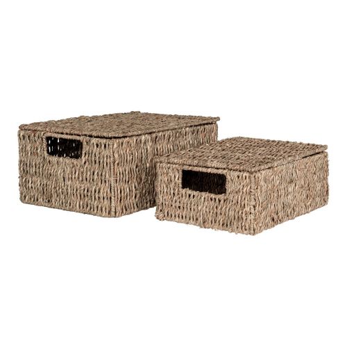 Epikasa Set 2 Cesti Portaoggetti Venoso - Marrone 28x20x11 cm - 33x24x15 cm