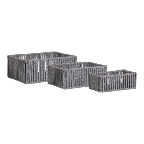 Epikasa 3 pcs Storage Baskets Set Arese - Grey 16x26x10 cm - 21x31x12 cm - 26x36x14 cm