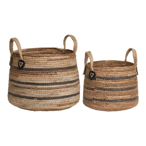 Epikasa 2 pcs Storage Baskets Set Grass - Brown 30,5x30,5x21,5 cm - 39x39x28,5 cm