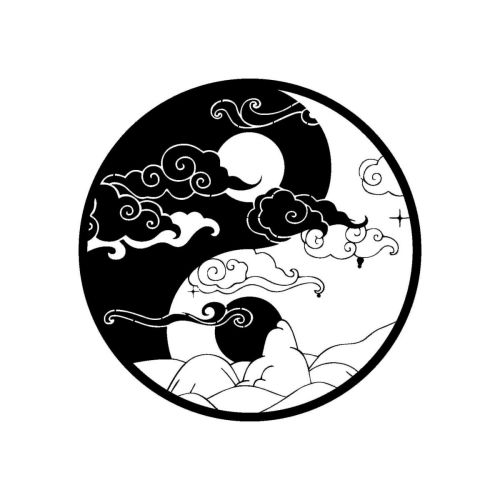 Epikasa Metal Decoration Ying Yang 2 - Black 60x0,15x60 cm