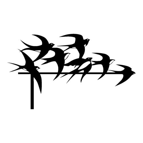 Epikasa Metal Decoration Swallows 4 - Black 90x0,15x45 cm