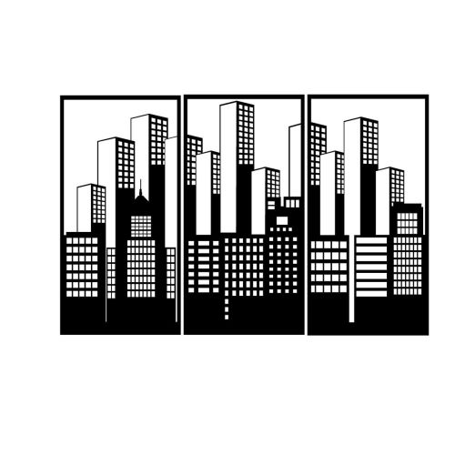 Epikasa Metal Decoration Skyscrapers - Black 120x0,15x79 cm