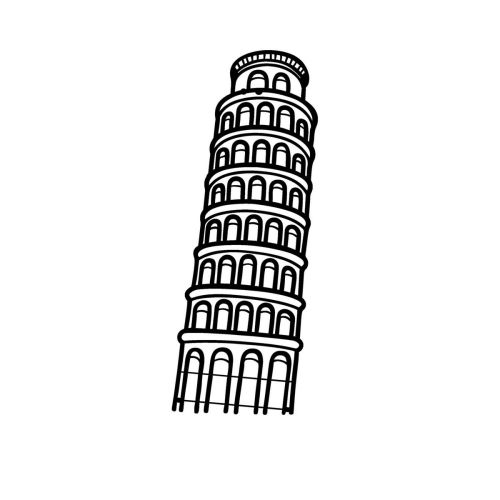 Epikasa Decorazione in metallo Torre di Pisa 2 - Nero 30x0,15x75 cm