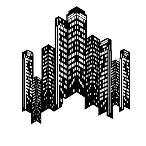 Epikasa Metal Decoration Skyscrapers 2 - Black 70x0,15x77 cm