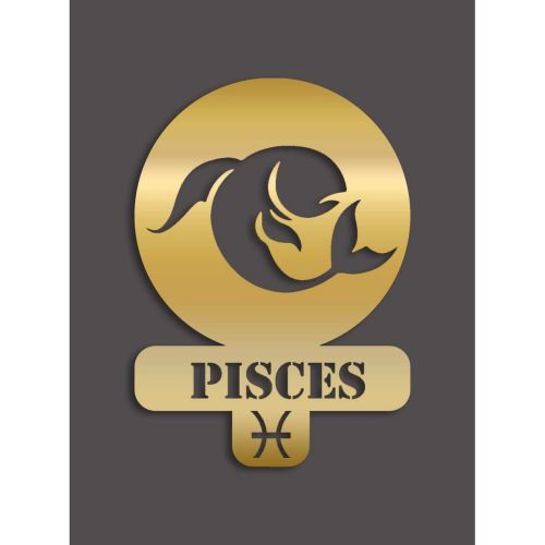 EPIKASA Metal Decoration Horoscope Pisces 5 - Gold 36x0,15x50 cm