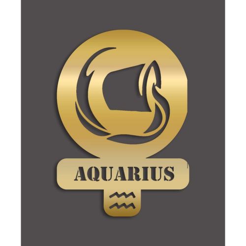 Epikasa Metal Decoration Horoscope Aquarius 5 - Gold 36x0,15x50 cm