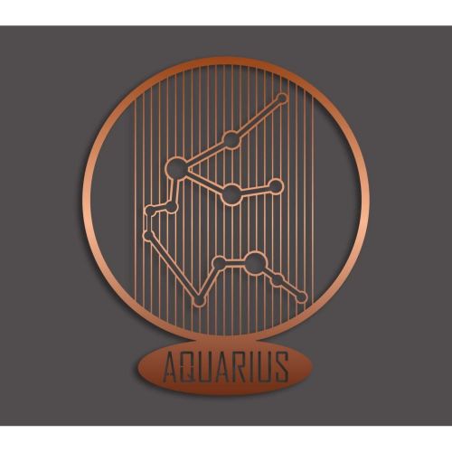 Epikasa Metal Decoration Horoscope Aquarius 7 - Copper 38x0,15x45 cm