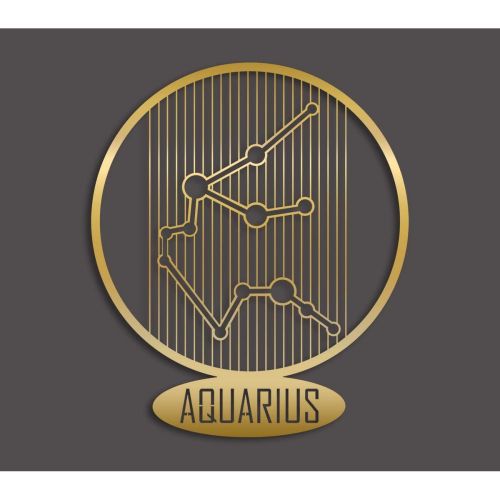 Epikasa Metal Decoration Horoscope Aquarius 8 - Gold 38x0,15x45 cm