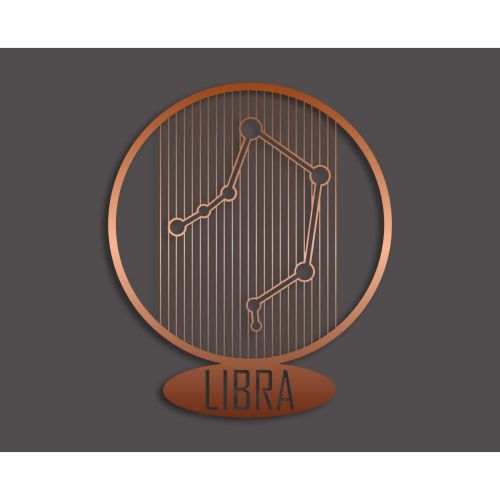 Epikasa Metal Decoration Horoscope Libra 7 - Copper 38x0,15x45 cm