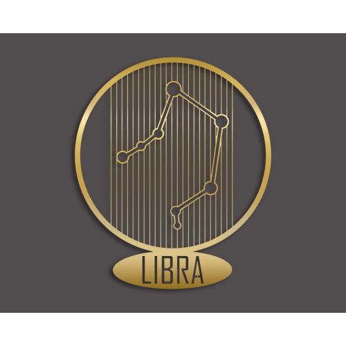 Epikasa Metal Decoration Horoscope Libra 8 - Gold 38x0,15x45 cm